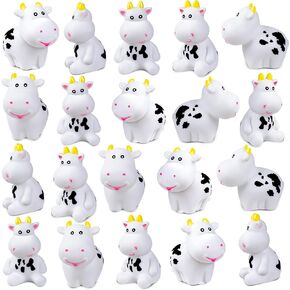 Rubber Cow Bath Toy for Kids, 20Pcs Cute Water Cows Squeak Mini Farm Animals for Boy Girl Baby Shower Birthday Party Favors Gifts Decoration