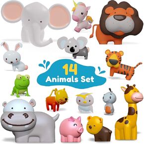 SplashEZ Mold Free Bath Toys for Babies & Toddlers, Animals No Hole Bath Toys for Kids, Toddler Gift, No Mold Bathtub Water Set for Kids, Pool, BPA-Free, Safe, Fun, Infant Ages 1 3 6 12 18 Months