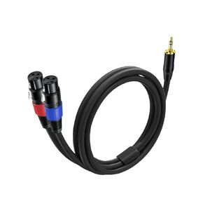 1 Pack 3.5mm TRS to 2 XLR Cable, 6.6 Foot, Unbalanced 1/8 TRS Male to Dual XLR Male, Y Splitter to Dual XLR Breakout Cable, 24k Gold-Plated Connectors for Smartphone