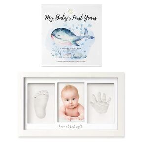 KeaBabies First 5 Years Baby Memory Book Journal & Baby Hand and Footprint Kit - 90 Pages Hardcover First Year Keepsake Milestone Baby Book for Boys, Girls - Baby Prints Duo Photo Frame for Newborn