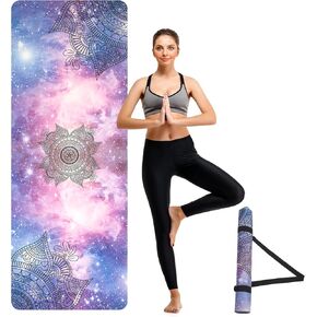 U&M Yoga Mat Non-Slip, Exercise Suede Mat with Carrying Bag for Home Yoga, Pilates & Meditation Stretching, Floor & Fitness Workouts, Fitness Mats Non-Slip Natural Rubber Base & Suede Mat (72'' x 27'' x 1.5mm Thick)