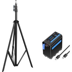 JYJZPB Photography Light Stand 110'' and 10500mAh NP-F970 Battery with PD 30W USB C Port for LED Video Light