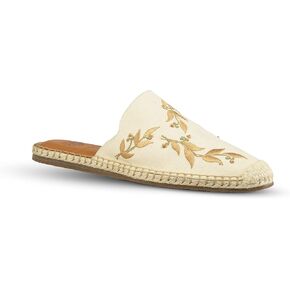 JATAREA Women's Flat Mules | Round Toe Leather Slip-Ons for Any Summer Outing - GEET Beige 7.5