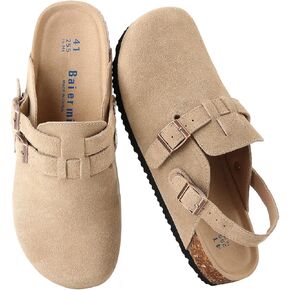 Women Men Suede Clogs Slingback Mules for Women Clogs with Strap for Women Men Cork Footbed Sandals