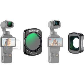 NEEWER Variable ND2-32 & 1/4 Black Diffusion Filter and 0.75X Wide Angle Lens Compatible with DJI Osmo Pocket 3 and Creator Combo