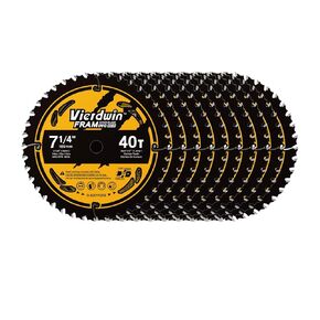 7-1/4 Inch Circular Saw Blade 10-Pack – 40 Teeth, 5/8 Inch Arbor, Precision Wood Cutting Blades for Softwood, Hardwood, Plywood, MDF, and More – Ideal for Circular Saws and Cordless Saws