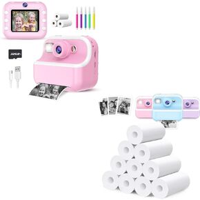 Kids Instant Print Camera with 10 Rolls Refills Kids Digital Cameras Christmas Birthday Gifts for 4 5 6 7 8 9 10 Year Old Girls