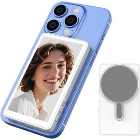 5" Vlog Selfie Monitor Screen with Rear Camera Display - Magnetic Phone Mount, Low-Latency HD Mirroring & Wireless Remote, Compatible with iPhone/Android for Social Media Live Streaming (white)