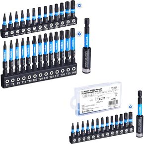 Toolant Impact Torx Bit Set 27pcs (TT7-TT40) & 1" 13+1pcs (TT7-TT40), S2 Steel Security Torx With CNC Machined Tips, Tamper Proof Star