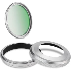 Haoge LH-X51W +UV-49-S Lens Hood with Adapter Ring and 49mm UV Filter Set for Fuji X100VI Fujifilm FinePix X100V Camera Silver