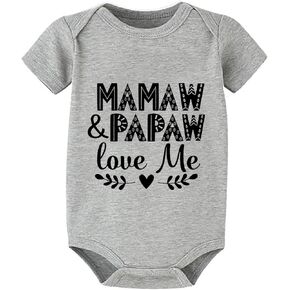 Mamaw And Papaw Love Me New Baby Born Clothes Short Sleeve Plain White Romper White Clothes Baby Girl 0-3 Month
