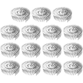 uxcell 1800 Count Siding Nails 1-1/4"x0.12" 15-Degree 304 Stainless Steel Ring Shank Full Round Head Collated Wire Coil for Lath and Sheathing Materials