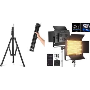 NEEWER Bi Color LED Panel Video Light APP/2.4G/DMX Control with 71" Portable Light Stand, 60W 26600Lux/0.5m 2500K-8500K 13 Scenes V Battery Powered, Lighting for Studio Outdoor Photography, PL60B