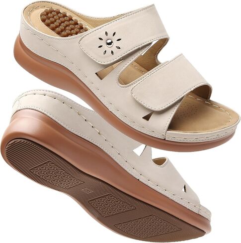 Tilocow Sandals Women Wedge Shoes - Orthopedic Comfortable Arch Support Platform Sandals for Women Wedge Summer Dressy Casual Bunion Breathable Shoes in Kuwait