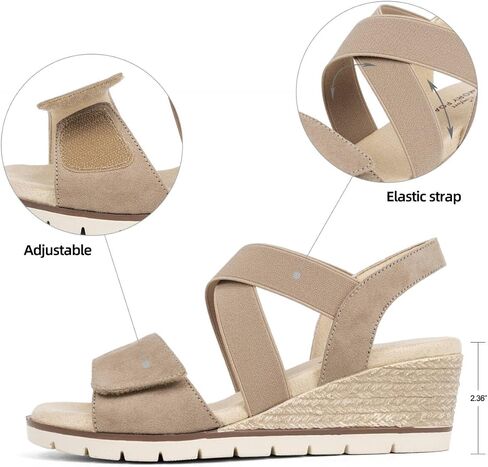 VJH confort Women's Wedge Sandals Stretchy Strap Slip-on Comfortable Causal Summer Shoe in Kuwait