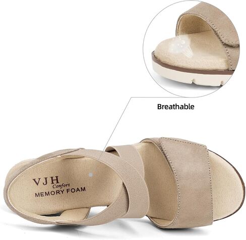 VJH confort Women's Wedge Sandals Stretchy Strap Slip-on Comfortable Causal Summer Shoe in Kuwait