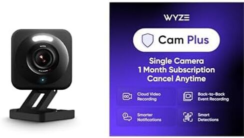WYZE v4 Black 1-Pack Cam Plus Monthly, Covers 1 Camera, Auto-Renews at $2.99/Month, Activation Required, Cancel Anytime in Saudi Arabia