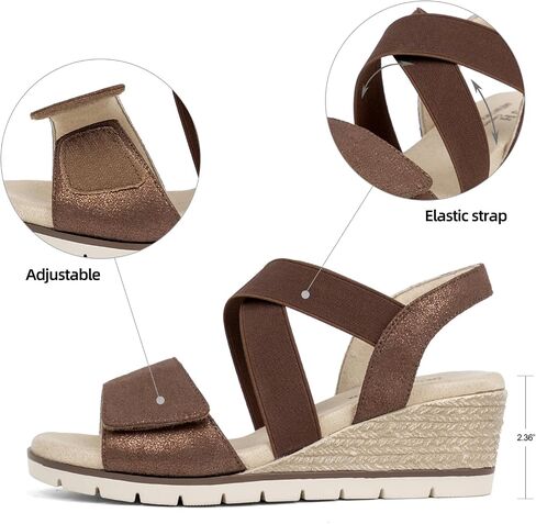 VJH confort Women's Wedge Sandals Stretchy Strap Slip-on Comfortable Causal Summer Shoe in Kuwait