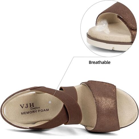 VJH confort Women's Wedge Sandals Stretchy Strap Slip-on Comfortable Causal Summer Shoe in Kuwait