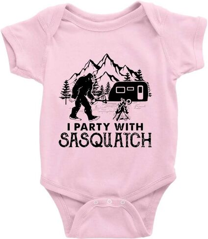 GKrepps I Party With Bigfoot Sasquatch Design Unisex Toddler Rompers Short Sleeve in Saudi Arabia