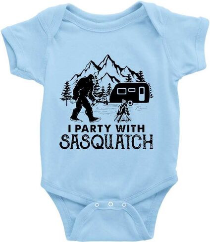 GKrepps I Party With Bigfoot Sasquatch Design Unisex Toddler Rompers Short Sleeve in Saudi Arabia