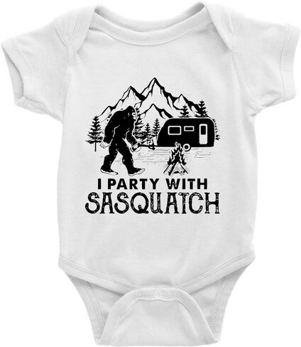 GKrepps I Party With Bigfoot Sasquatch Design Unisex Toddler Rompers Short Sleeve in Saudi Arabia
