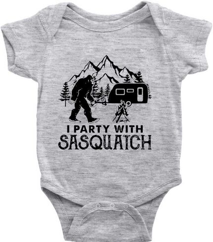 GKrepps I Party With Bigfoot Sasquatch Design Unisex Toddler Rompers Short Sleeve in Saudi Arabia