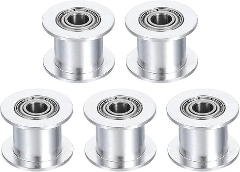 HARFINGTON 5pcs 2GT Idler Pulley 5mm Bore 18mm Dia. 6mm Width Belt Toothless, Silver in Saudi Arabia