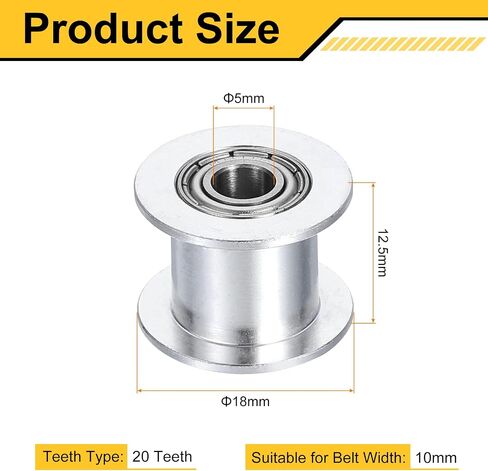 HARFINGTON 5pcs 2GT Idler Pulley 5mm Bore 18mm Dia. 6mm Width Belt Toothless, Silver in Saudi Arabia