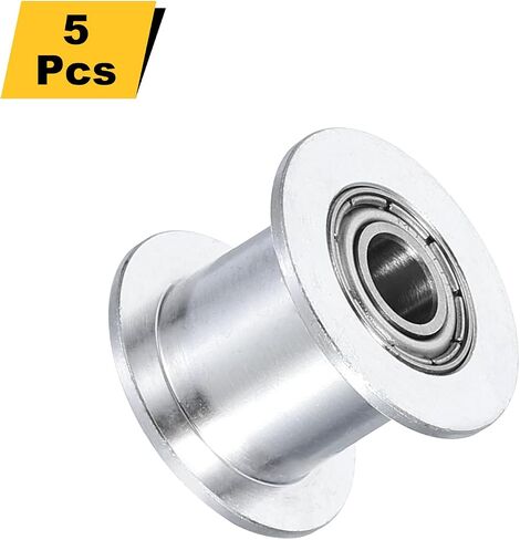 HARFINGTON 5pcs 2GT Idler Pulley 5mm Bore 18mm Dia. 6mm Width Belt Toothless, Silver in Saudi Arabia