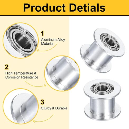 HARFINGTON 5pcs 2GT Idler Pulley 5mm Bore 18mm Dia. 6mm Width Belt Toothless, Silver in Saudi Arabia