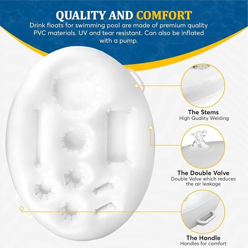 NAYUNA Food & Drinks Floaty for Pool and Hot Tub - Premium Black Floating Bar, Pool Drink Floats, and Phone Slot - Versatile Floating Tray for Pool Parties, Beach, and Hot Tub in Kuwait