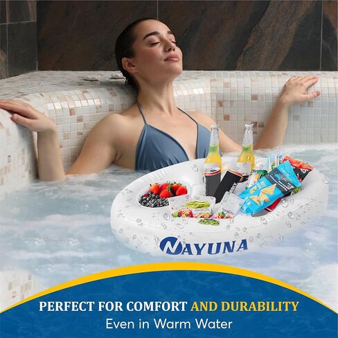 NAYUNA Food & Drinks Floaty for Pool and Hot Tub - Premium Black Floating Bar, Pool Drink Floats, and Phone Slot - Versatile Floating Tray for Pool Parties, Beach, and Hot Tub in Kuwait
