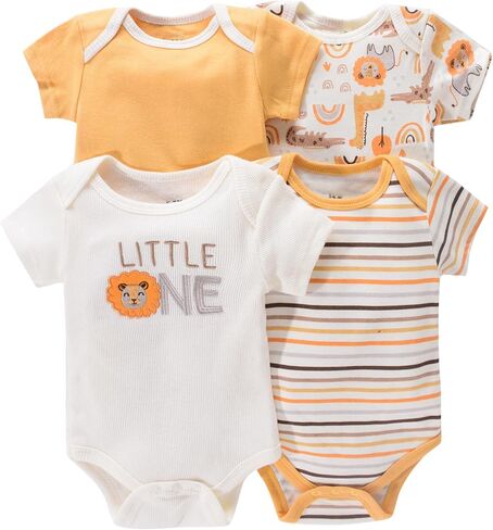 4pcs Newborn Baby Romper Short Sleeve Embroidery Cartoon Print Bodysuit Summer Clothes in Kuwait