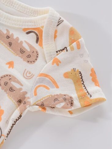 4pcs Newborn Baby Romper Short Sleeve Embroidery Cartoon Print Bodysuit Summer Clothes in Kuwait