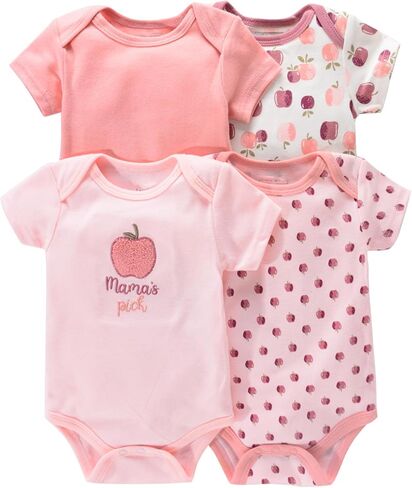 4pcs Newborn Baby Romper Short Sleeve Embroidery Cartoon Print Bodysuit Summer Clothes in Kuwait