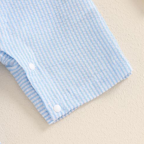 Newborn Baby Boy Summer Outfit Baseball/Sailboat Embroidery Sleeveless Tank Romper Jumpsuit Infant Striped Overalls in Kuwait