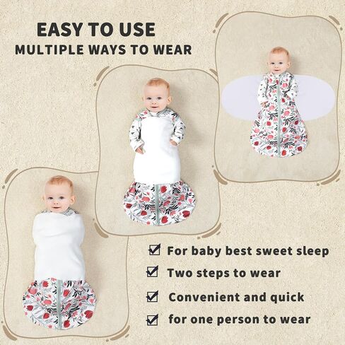 Newborn Sleep Sack Baby Swaddle,3-Way Adjustable Wearable Blanket,100% Rayon Cotton Swaddling sleeping bag. (Dinosaur&Hexagon, 3-6 Months) in Kuwait