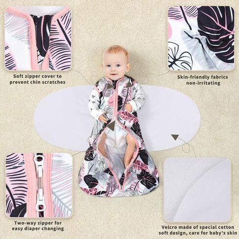 Newborn Sleep Sack Baby Swaddle,3-Way Adjustable Wearable Blanket,100% Rayon Cotton Swaddling sleeping bag. (Dinosaur&Hexagon, 3-6 Months) in Kuwait
