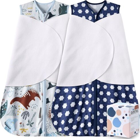 Newborn Sleep Sack Baby Swaddle,3-Way Adjustable Wearable Blanket,100% Rayon Cotton Swaddling sleeping bag. (Dinosaur&Hexagon, 3-6 Months) in Kuwait