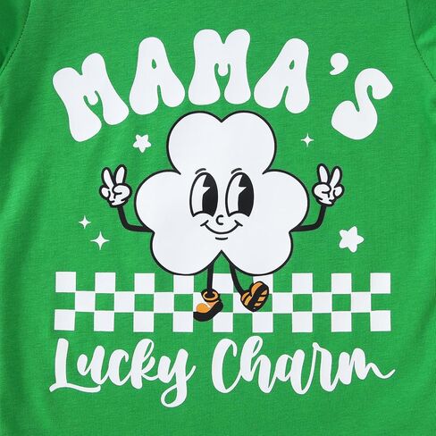 Ritatte Toddler Baby Boys Girls St Patricks Day Shirt Mamas Lucky Charm T-Shirt Shamrock Irish Graphic Short Sleeve Tee Top in Saudi Arabia