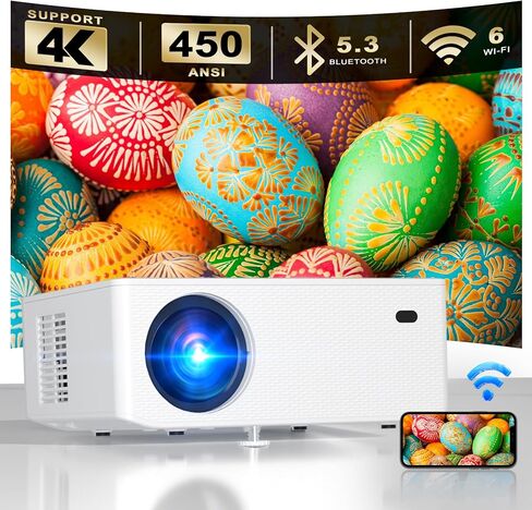 【التركيز الإلكتروني】جهاز عرض SCREENMAX صغير محمول، جهاز عرض مزود بتقنية 5G WIFI Bluetooth، ومكبرات صوت مزدوجة، وجهاز عرض فيديو للمسرح المنزلي 1080 بكسل، وجهاز عرض أفلام LED خارجي، متوافق مع وحدات التحكم في الألعاب، والكمبيوتر الشخصي، والهاتف in Kuwait