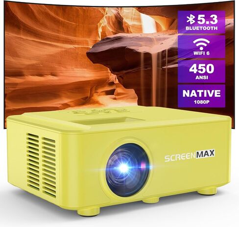 【التركيز الإلكتروني】جهاز عرض SCREENMAX صغير محمول، جهاز عرض مزود بتقنية 5G WIFI Bluetooth، ومكبرات صوت مزدوجة، وجهاز عرض فيديو للمسرح المنزلي 1080 بكسل، وجهاز عرض أفلام LED خارجي، متوافق مع وحدات التحكم في الألعاب، والكمبيوتر الشخصي، والهاتف in Kuwait