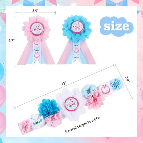 Putters Or Pearls Gender Reveal Maternity Sash Kit, Blue Or Pink Golf Baby Shower Belly Belt and Mom To Be Dad To Be Corsage Pins, New Parent Pregnancy Announcement Photo Props Party Supplies in Kuwait