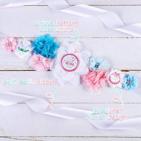 Putters Or Pearls Gender Reveal Maternity Sash Kit, Blue Or Pink Golf Baby Shower Belly Belt and Mom To Be Dad To Be Corsage Pins, New Parent Pregnancy Announcement Photo Props Party Supplies in Kuwait