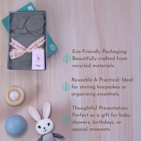 Soft Baby Blanket Gift Set Green– Includes Soft Knit Pointelle Blanket 30"x40", Baby Hat, Gloves & Booties – Eco-Friendly Newborn Essentials in Gift Box in Kuwait
