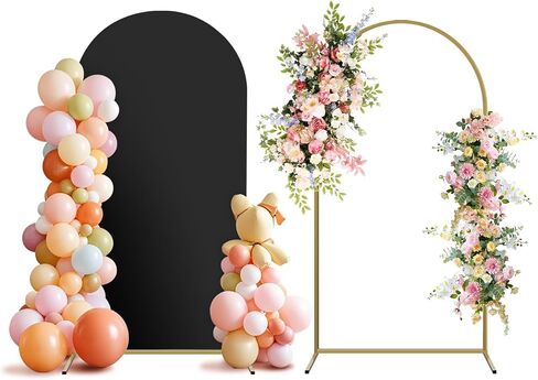 مجموعة القوس الخلفية ومجموعة الغطاء ، 3 BACKDROP ARCH BACKDROP 4ft 5ft 6ft ، إطار الحافلة المقوسة الذهبية لحفل الزفاف ، حفلات عيد الميلاد ، زخارف الخلفية (أبيض ، 4 أقدام+5 أقدام+6 أقدام) in Saudi Arabia
