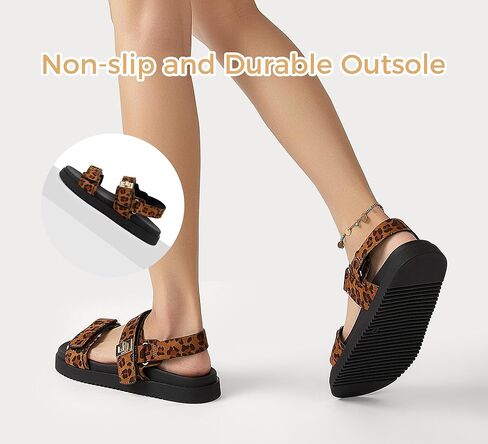 LUCKY STEP Women's Flat Sandals Casual Open Toe Beach Sandals Adjustable Double Strap Summer Sandals in Saudi Arabia