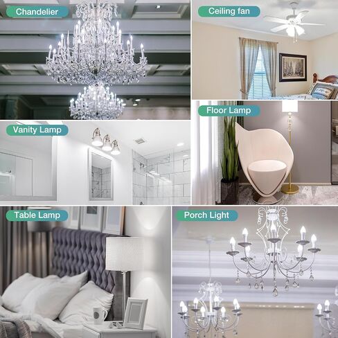 20 حزمة LED مصابيح Candelabra 60 واط مكافئة ، E12 LED LED LIGHT 5000K ، TYPE B LIGHT LIGHT ، LED BLUBS 5.5W ، Candelabra Base Plubs 120V ، B11 Candle Light Light in Kuwait