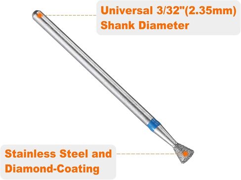 HARFINGTON 120-140 Grits Diamond Grinding Bit 2.5mm Inverted Cone Head 2.35mm Shank 2.5mm Length Stone Sanding Drill Bits Rotary Tool for Ceramic Glass Nails Grinding Polishing in Saudi Arabia